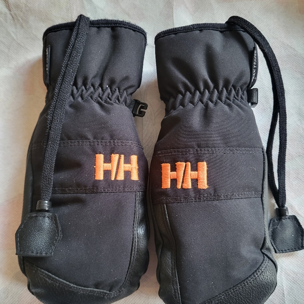 Helly Hansen Black Mittens with Orange Accents Size 10